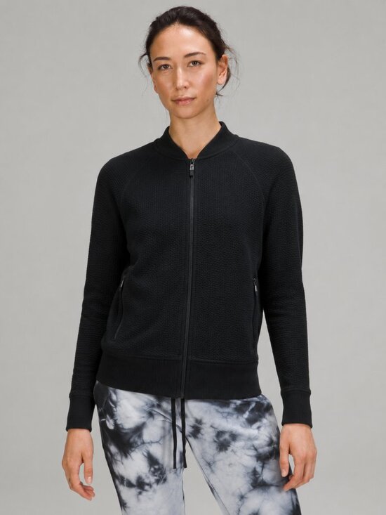 lululemon athletica Jackets & Blazers - Lululemon Textured Full-Zip Black Jacket Long Sleeves Zippered Pockets